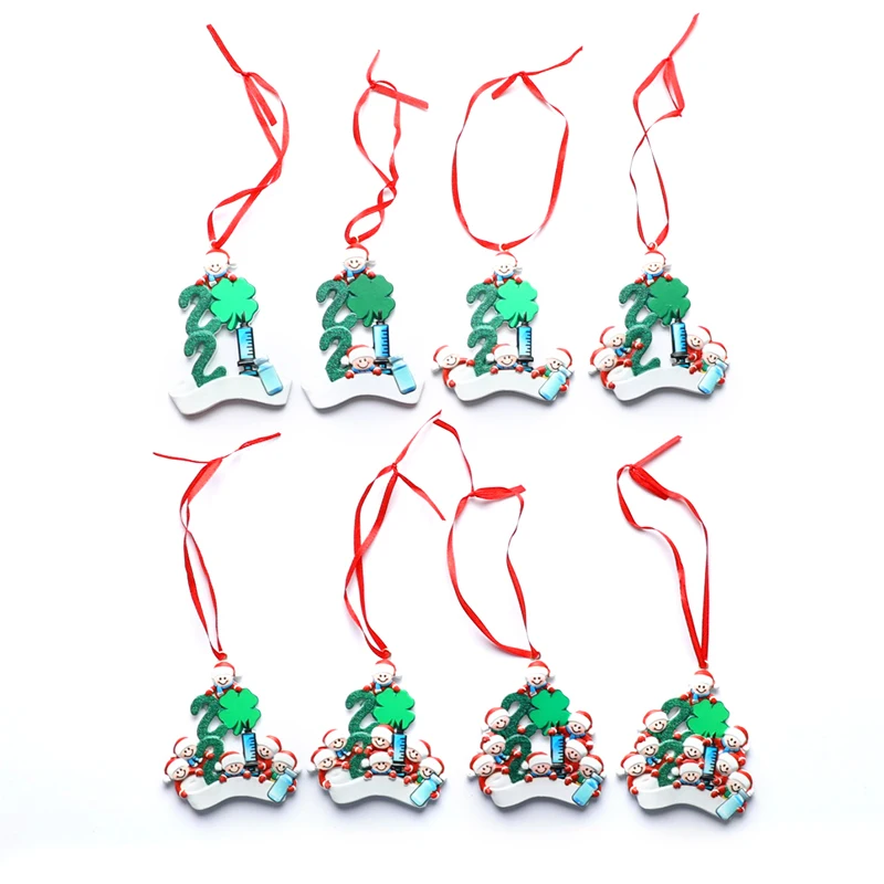 

1pcs White Christmas Ornament Family Members DIY Handwritten Name Mask Snowman Christmas Tree Pendant