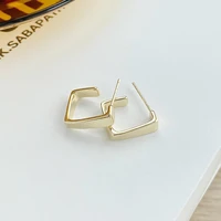 korean fashion square geometric earring for women luxury charm plated 3 layers 14k real gold stud eearrings accessories bijoux