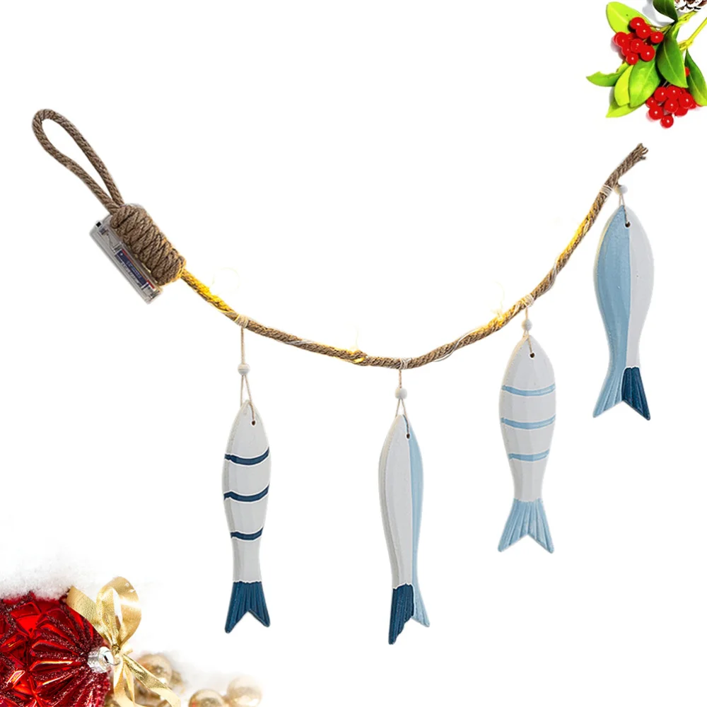 

1pc Fish String Decoration LED Luminescent Mediterranean Hanging Pendant Household Decorative String Lights without Battery (Sky