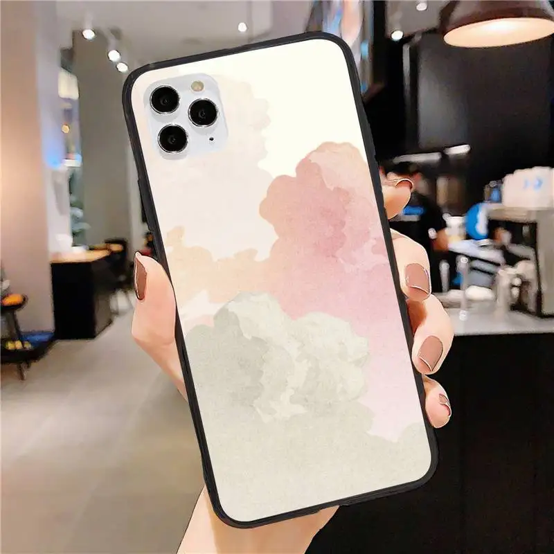 

Cloud Texture Image Phone Case for iphone 11 12 Pro Max Black Cover Xs X XR 7 8 6 6S Plus 5 5S SE 2020 Fundas Coque Etui