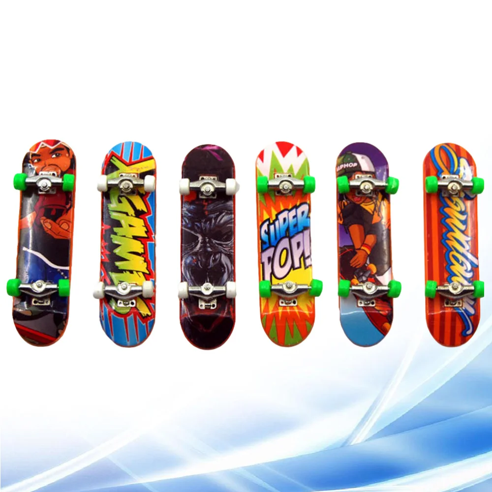 

6PCS Mini Skateboard Deck Truck Finger Board Park for Boy Kid Children Gift (Random Color)