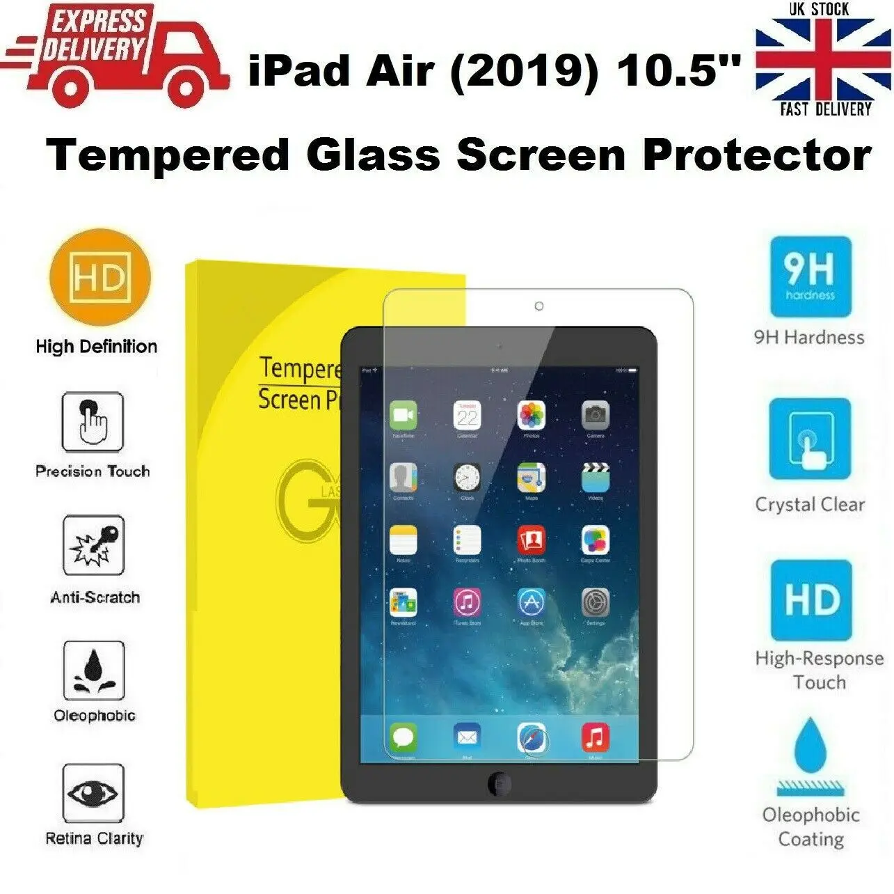 

For Apple Ipad Air 2019 (10.5") Protective Tempered Glass Film Screen Protector