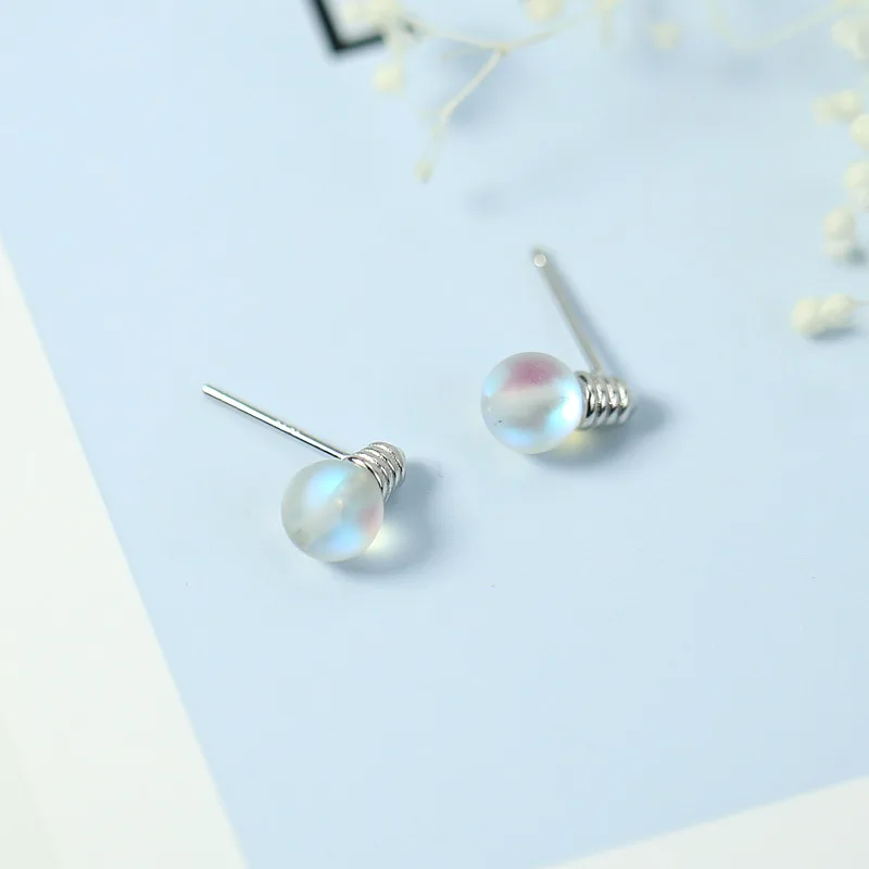 Женские серьги гвоздики из серебра 925 пробы с опалом|Серьги-гвоздики| |