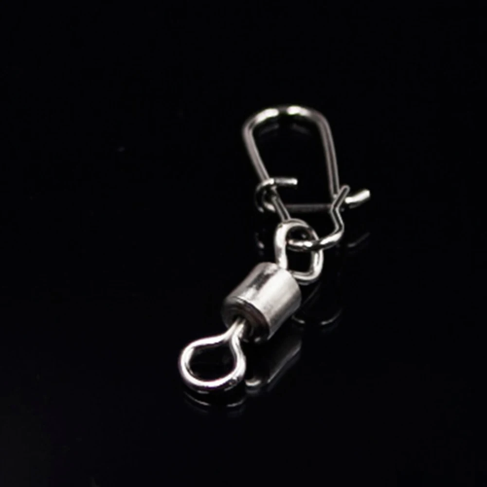 

50PCS Stainless Steel + CopperFishing Swivels 4# 6# 8# 10# 12# Interlock Rolling Swivel With Hookeds Snap Fish Hook Connector