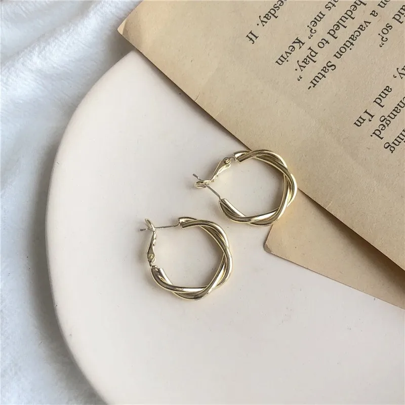 

Серьги из нержавеющей стали женские, большие серьги-кольца, ювелирные украшения для кольцо с перекрестным плетением, крученые серьги, метал...