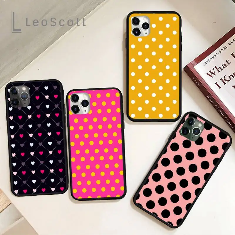 

Polka Dot Striped Heart Phone Case for iPhone 11 12 pro XS MAX 8 7 6 6S Plus X 5S SE 2020 XR Soft silicone
