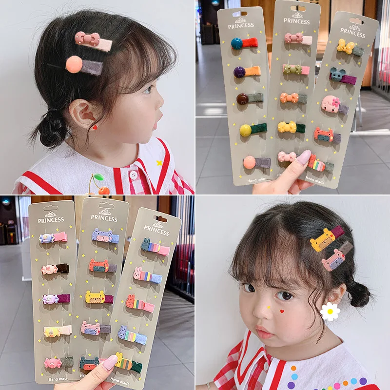 

5PCS Children's Hair Clip Set Princess Baby Side Clip Baby Hair Card Cloth Clip Korean Girl Bangs Clip Hair Accessories Headwear