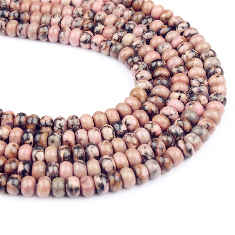 

Linxiang Fashion jewelry 4x6 ~ 5x8mm natural gem interval bead black line red grain pine bead DIY women's Bracelet Necklace Earr