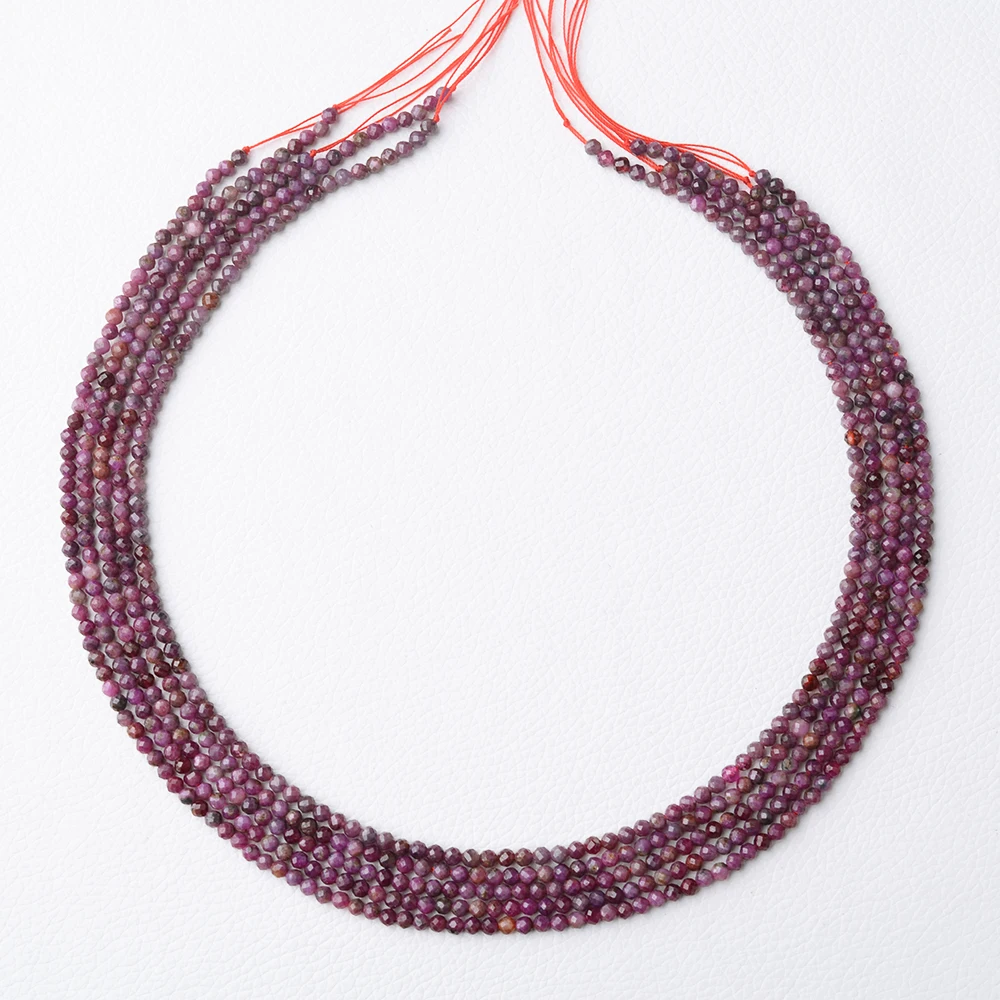 

1 Strands Real Top Red Ruby Stone 2- 3mm Beads Laser 15.5"