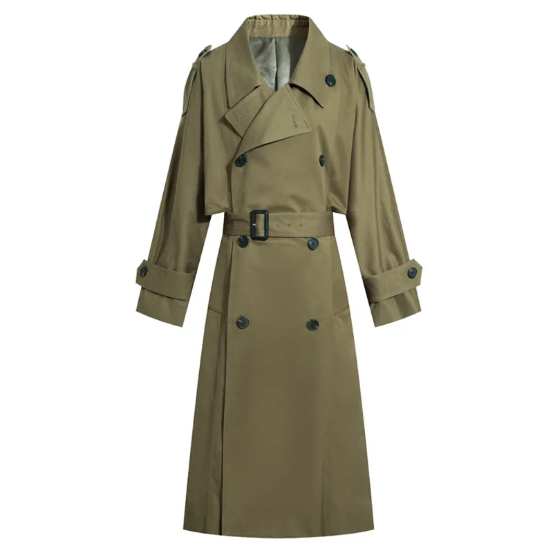 

Mid-length spring 2021 loose and thin British style temperament coat Korean style over-the-knee women's windbreaker jacket