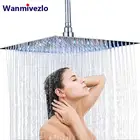 Хромированный Светодиодный светильник, душевая лейка для ванной комнаты 16 дюймов, смесители для душа с большим дождем, аксессуары, верхний квадратный латунный ультра-тонкий душ