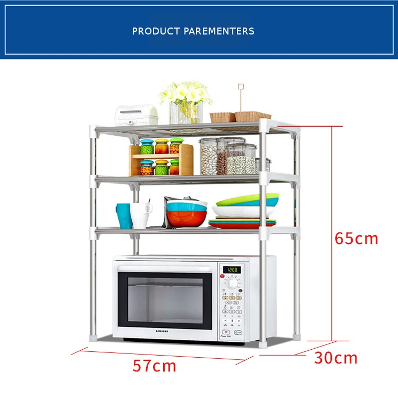 

2/3 Layer Microwave Oven Shelf Stainless Steel Vertical Spice Shower Gel Debris Storage Rack Bathroom Kitchen Accessories