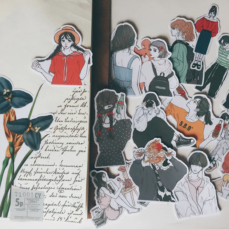 15 шт./компл. ручная рисованная наклейка для девочек повседневной жизни сделай сам