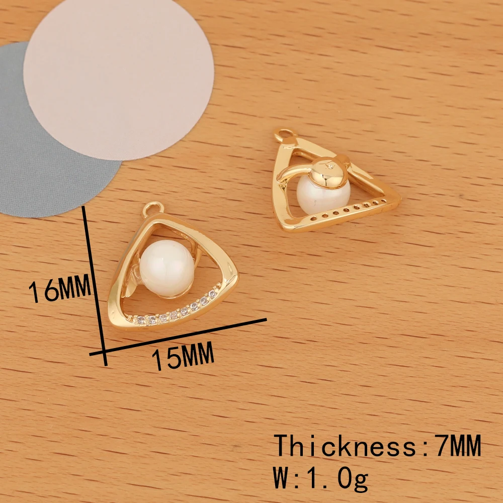 

HAOSAW 4Pcs Jewelry Accessories/DIY/Shinny Imitation Pearl/CZ Charms/Genuine Gold Plating/Pendant/Earrings Findings & Components