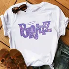 Bratz: футболка с буквенным принтом; Женская Повседневная футболка Женская эстетические, верхняя одежда, модная футболка с короткими рукавами на лето, в готическом стиле, Футболка harajuku kawaii