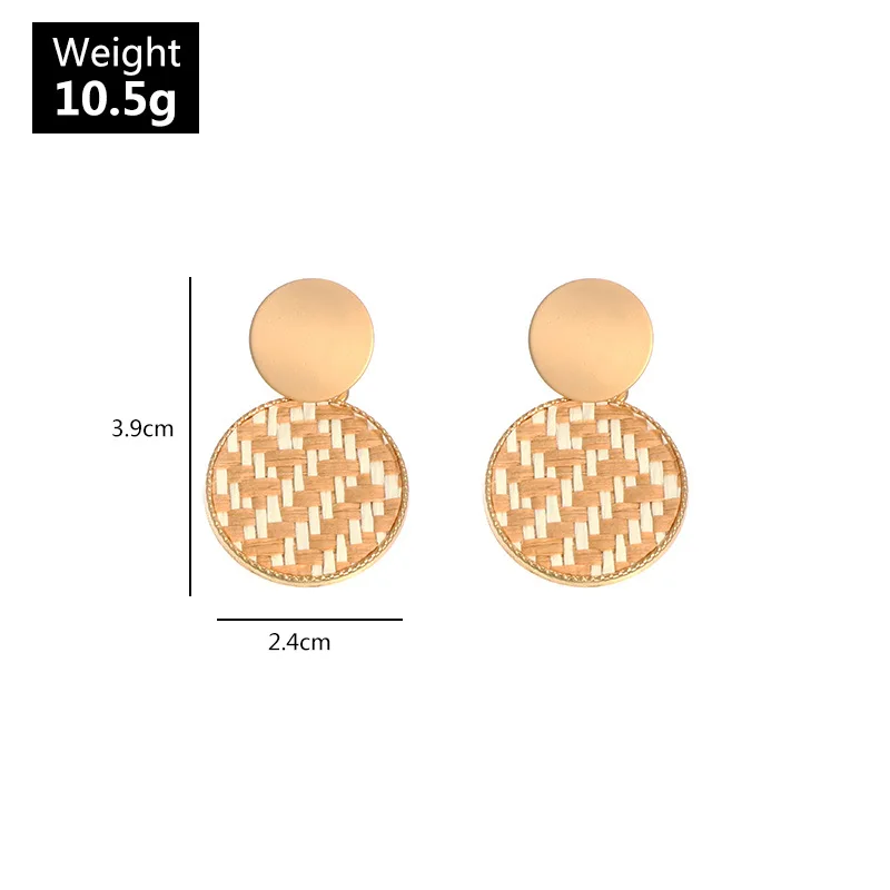 

2021 Bohemian Love Rattan Woven Earrings Womens Girls Boho Geometric Round Heart Shaped Dangle Earrings For Valentine's Day