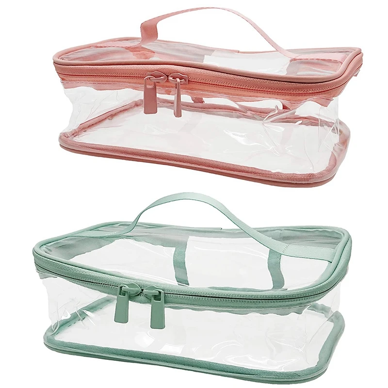 

2 Pieces of Transparent Cosmetic Bag Zipper Waterproof Portable Travel Storage Bag