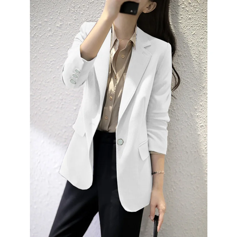 

Three Colors Blazer Women's Simple Single Button Ealrly Autumn 2020 New OL Suit Coat