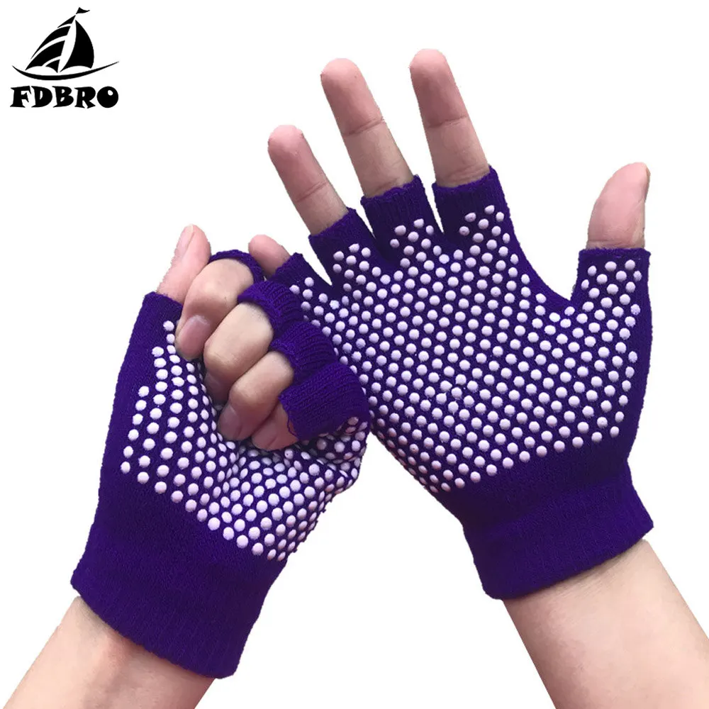 FDBRO Нескользящие дышащие спортивные перчатки для бодибилдинга унисекс пилатеса