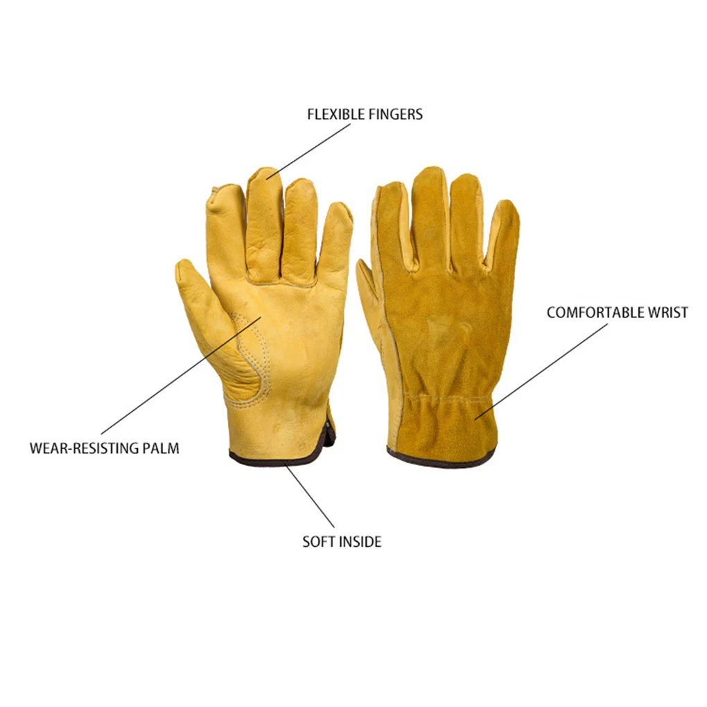 

1 Pair Gardening Leather Gloves Anti-scald Wear-resistant Tearing-resistant Puncture Proof Unisex Work Gloves
