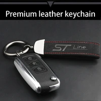 fashion high end metal leather car keychain 4s shop custom key for ford focus st mk2 mk3 st line mondeo fiesta kuga escape car