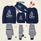 Модная Новая Рождественская семейная одежда, одинаковые наряды, семейный Рождественский костюм для родителей и детей, костюмы с рождественским принтом