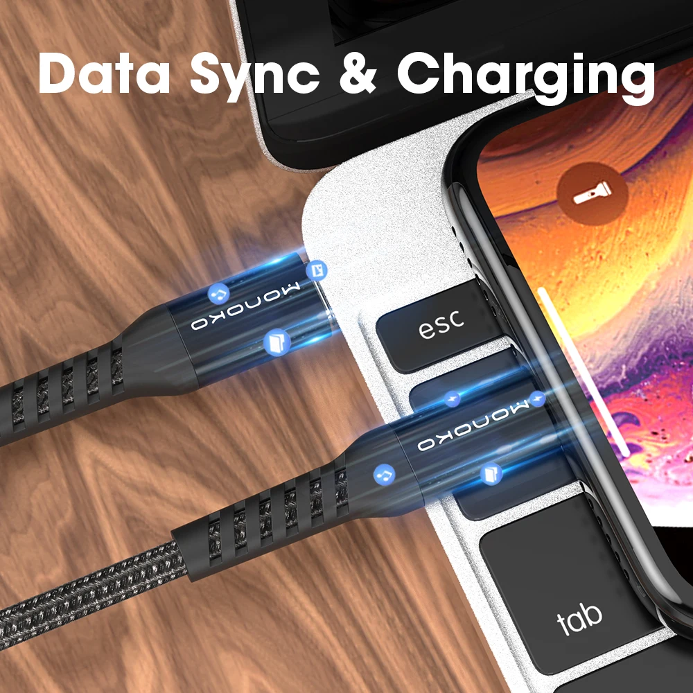 USB кабель MONOKO MFi для быстрой зарядки и передачи данных iPhone 11 X Xs Max 3A 8 7 6Plus|Кабели