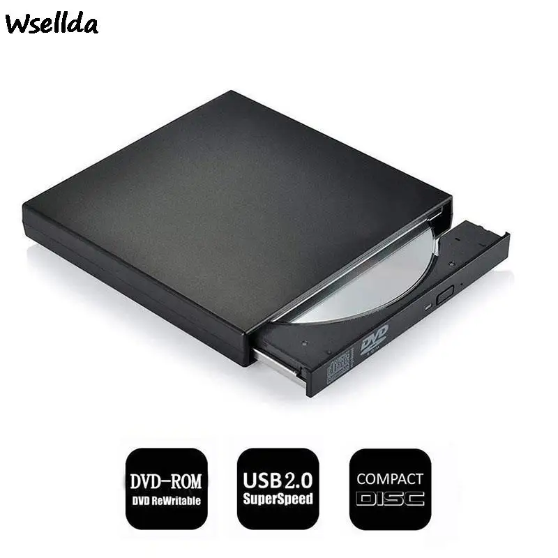 

Внешний CD-привод USB 2,0, внешний DVD-ридер со встроенным приводом для ноутбука, настольного компьютера, Plug And Play, Win 7, 8, 10