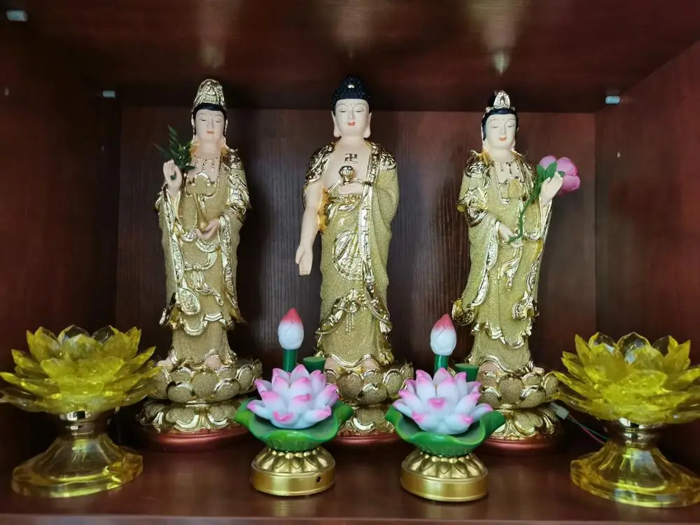 3 шт. в комплекте буддистская статуя Будды XI FANG SANSHENG Гуань Инь амитха