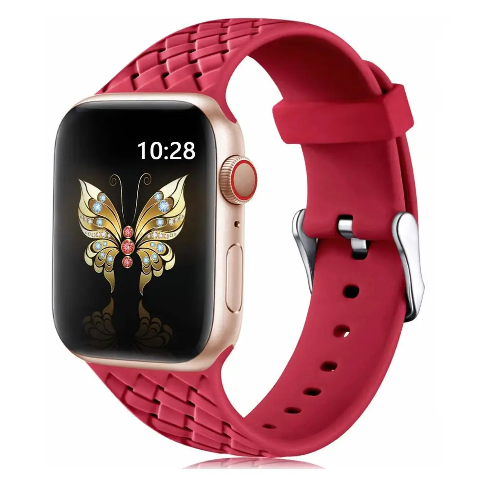 Тканый ремешок для Apple watch 44 мм 40 iWatch 42 38 силиконовый часов Браслет 4 5 3 2 1