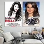 Американская Женская Селена Гомез винтажный черно-белый портрет художественный плакат, художественные принты сексуальной девушки, поклонники собирают стену рисовать
