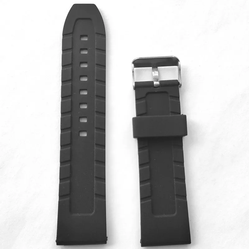 24mm Stripe Silicone Rubber Watch Band Hard Duty Silicon Durable Strap for Fashion Casual Sports Diver Watches | Наручные часы