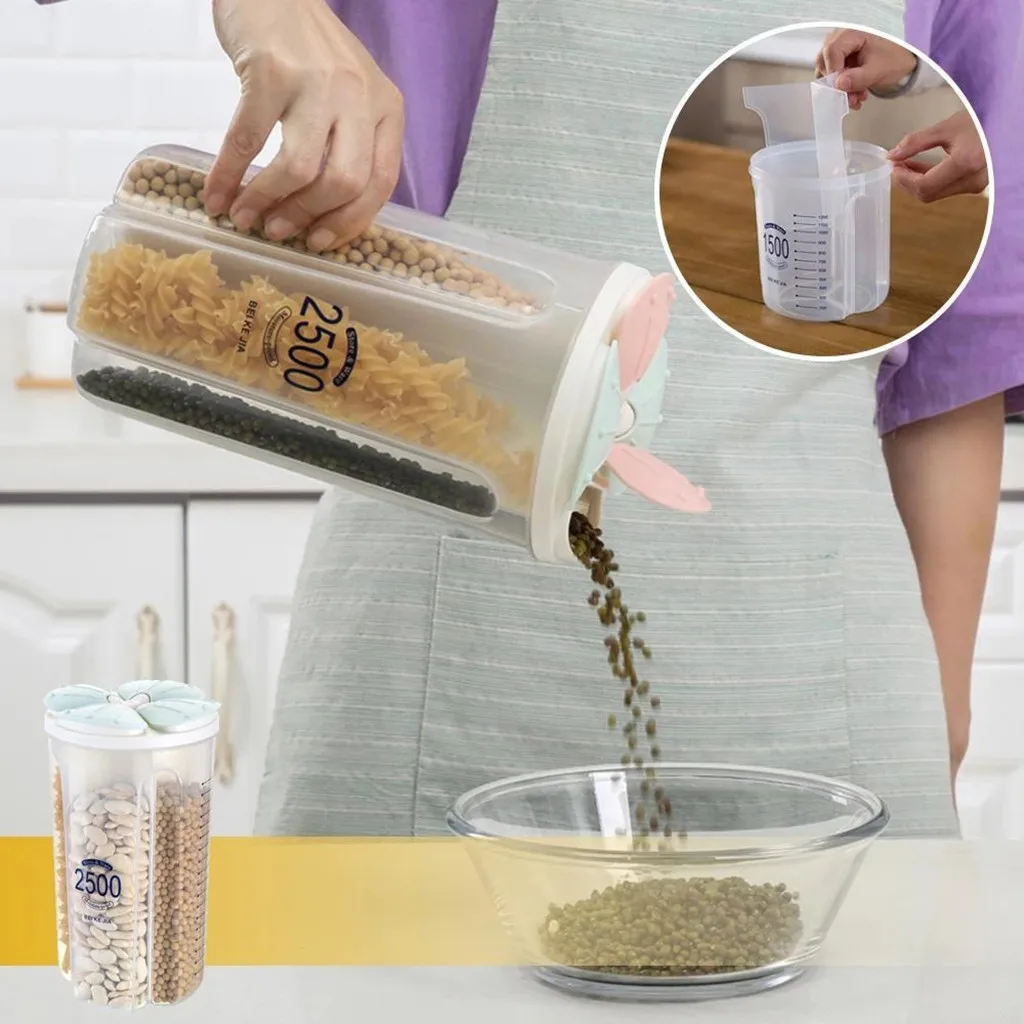 Plastic Food Storage Box Airtight Container With Pour Lids Kitchen Cereals Bottles Rice Beans Jar Dried Grains Tank #t2p | Дом и сад