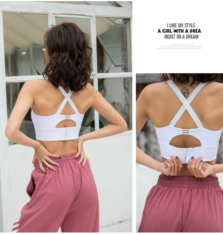 

New Yoga Bra Beauty Back Woman Solid Skinny Fitness Shockproof Padded Bra Without Sport Underwire Underwear Sports Vest Female