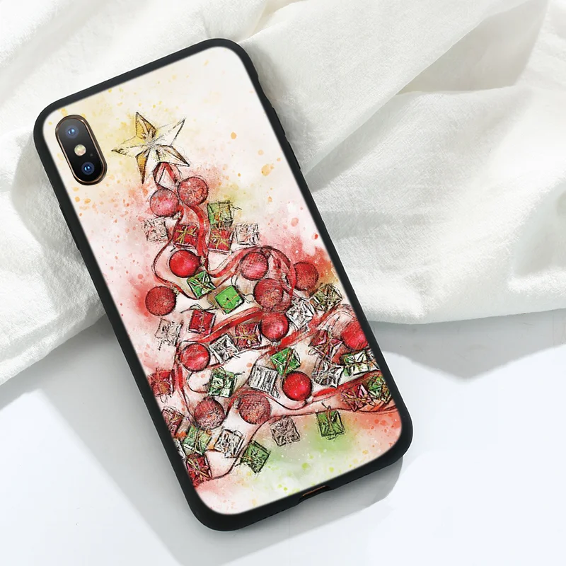 Khe-sd1wjxs Роскошный силиконовый чехол для iPhone 11 Pro XS Max X XR из ТПУ с изображением рождественской елки чехол для iPhone 7 8 6 6S Plus 5 5S SE - Цвет: Khe-sd1wjxs
