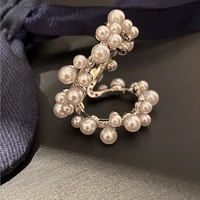 single star and moon pearl ear clip earrings without pierced zircon pearl circle earrings