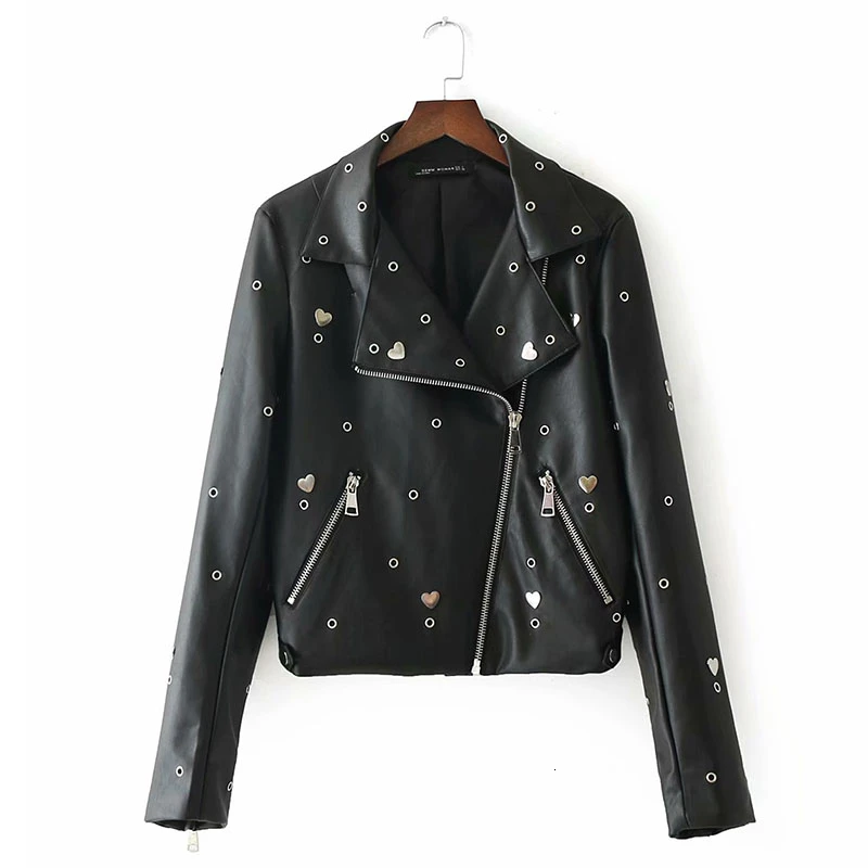Осень 2020 куртка из мягкой искусственной кожи с вышивкой женское мотоциклетное