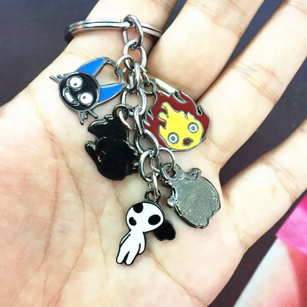 Металлический брелок для ключей Totoro JiJi calcium Fer с 5 подвесками из цинкового сплава