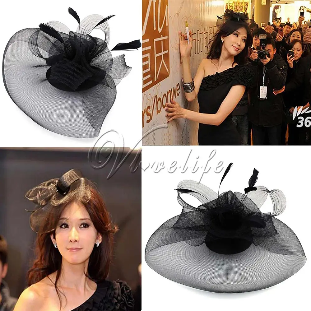 Женская вуаль высокого качества женские вечерние головные уборы пряжа перья