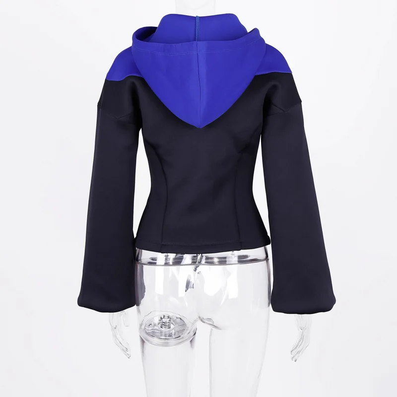 Женская толстовка с капюшоном и сумочкой осенняя на молнии в европейском