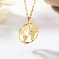 globe world map necklace stainless steel world necklace women girls gold color chain choker necklaces map jewelry birthday gift