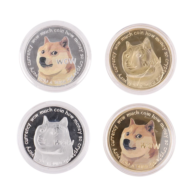 

Funny Gold Plated Dogecoin Commemorative Coins Cute Dog Pattern Dog Year Collection Coins Collectible Silver Commemorative Coins