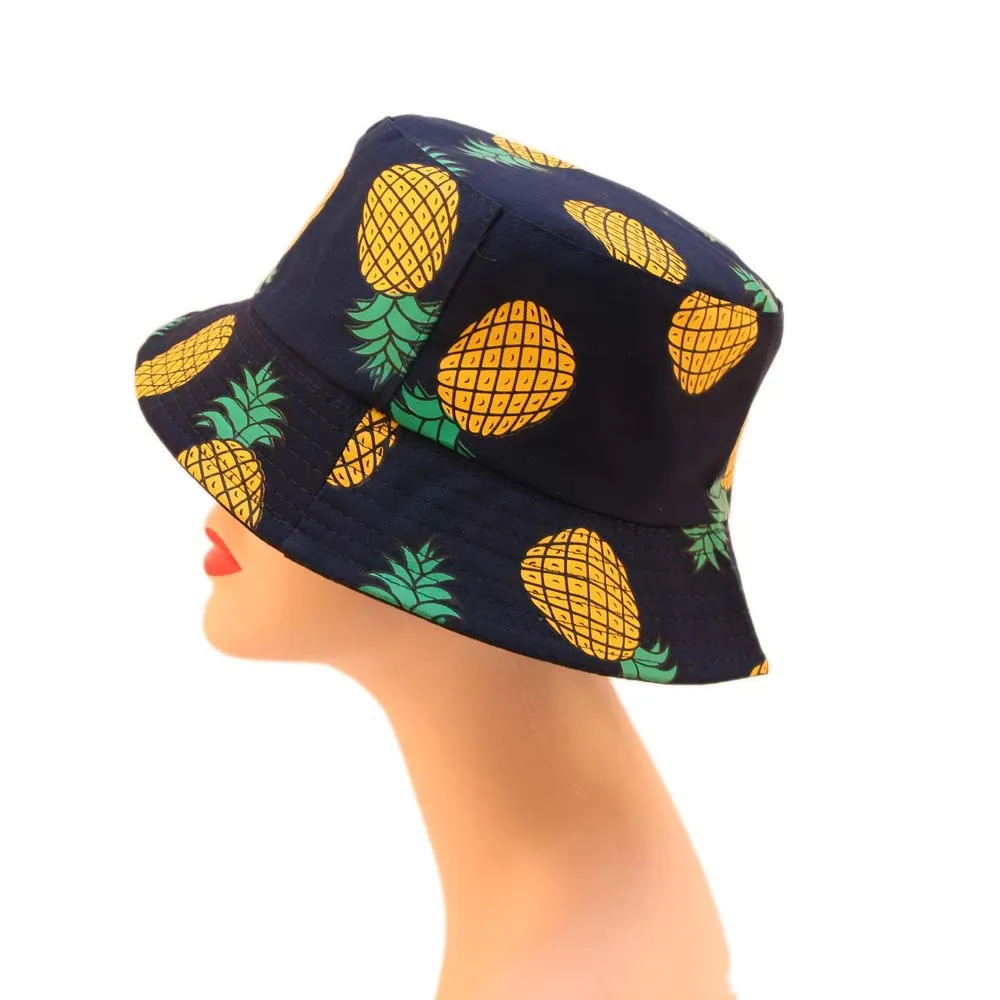 Панама двусторонняя для мужчин и женщин шляпа с рисунком ананаса полями лето |
