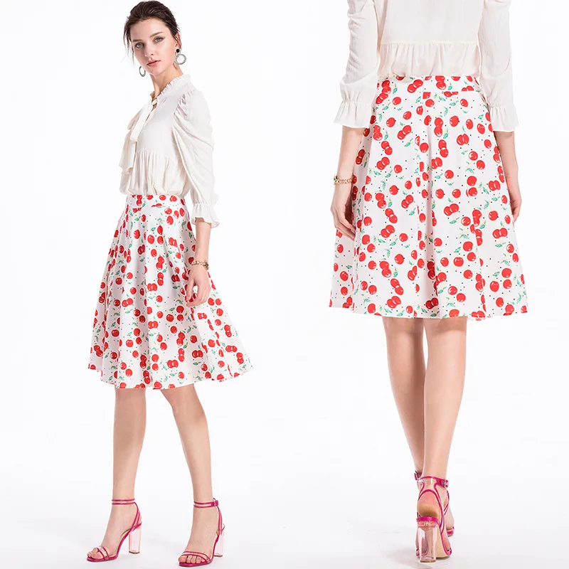 

Faldas Mujer Moda 2021 Floral Midi Skirt Korean Style A Line Skirts Elegant Y2K Ladies Bottoms Casual Spring Summer Clothes Saia
