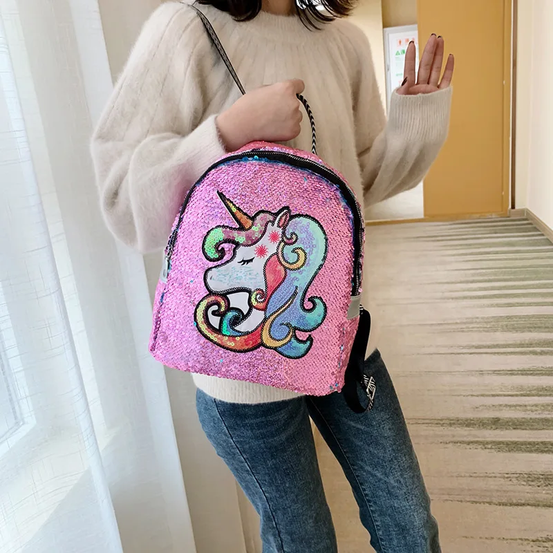 Милый рюкзак с принтом единорога заячьими ушками детская школьная сумка для