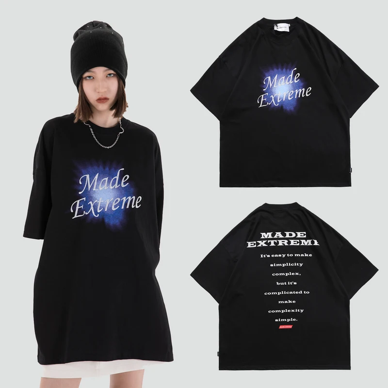 

Mens Letter Print T shirt Unisex Hip Hop Casual Short Sleeve Tee Shirts 2021 Summer O-Neck Loose Size Tshirts Cotton Tops Tees