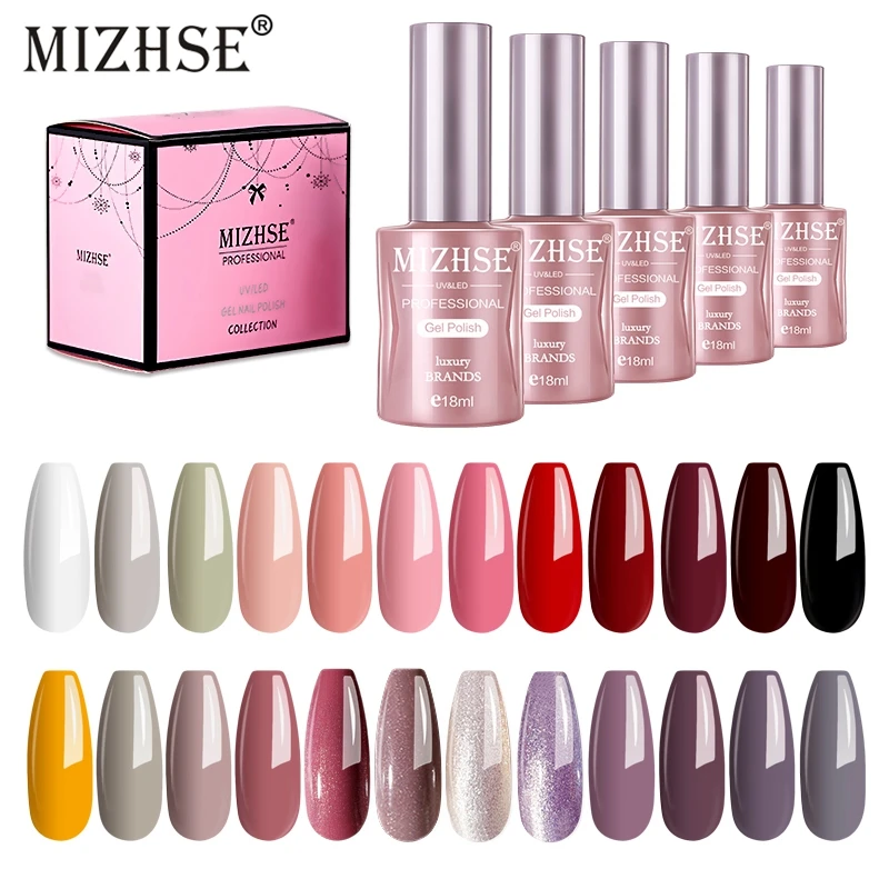 

MIZHSE набор гель-лаков для ногтей 6 шт. 18 мл набор УФ-гель для ногтей Набор для маникюра полуперманентные блестящие светодиодные гель-лаки
