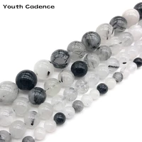 fctory price natural black rutilated quartz stone beads for jewelry making diy bracelet necklace 4681012 mm strand15