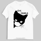 Мужская хлопковая футболка, летняя брендовая футболка, футболка с карантином, с рисунком чёрной кошки и маски лица, футболка унисекс