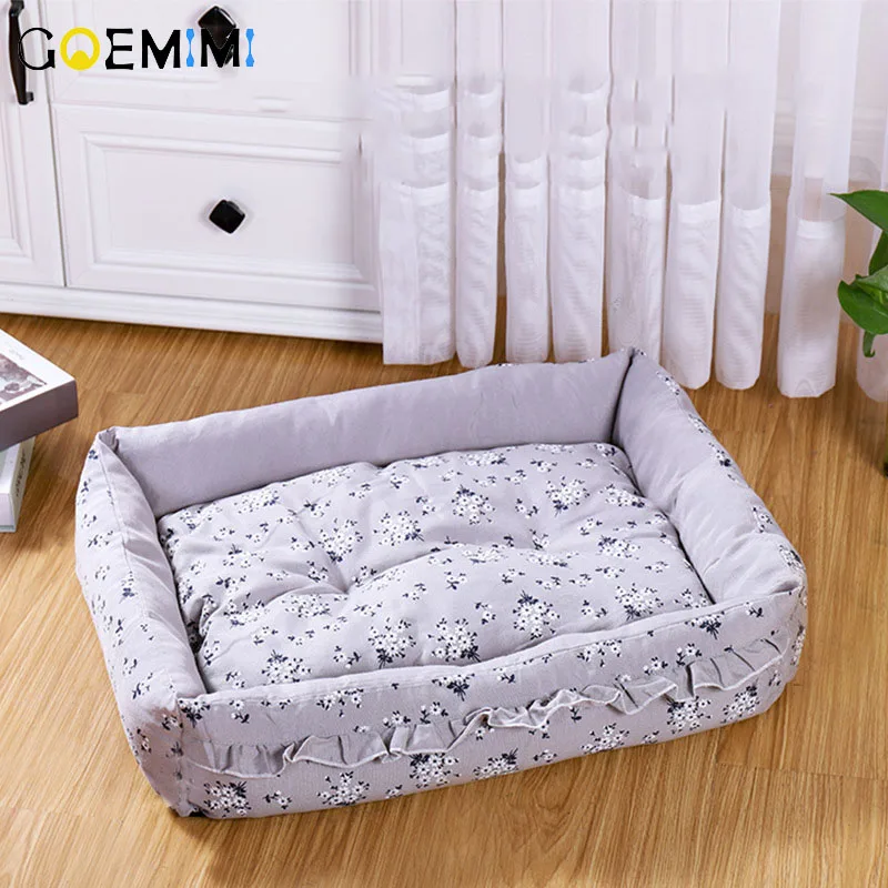 Кровать для собаки 2019 теплая зимняя кровать щенка с цветочным принтом